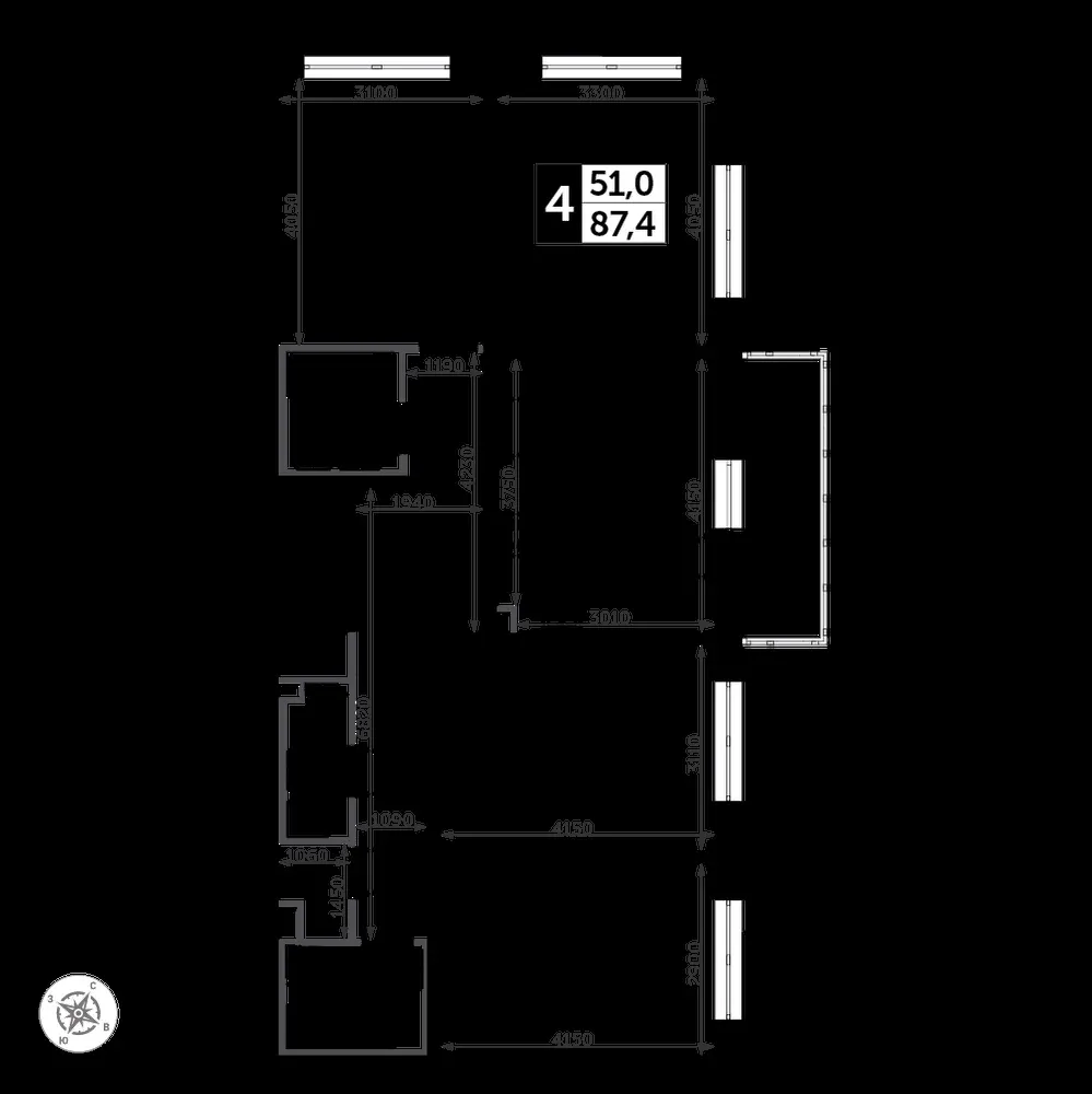 4-комнатная, 89,3 м² — 19 720 119 ₽