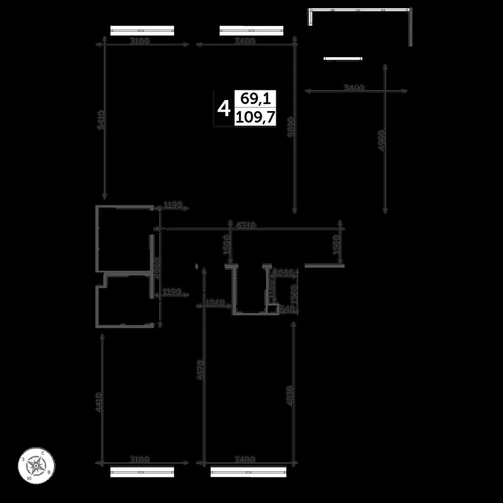 4-комнатная, 111,4 м² — 24 325 861 ₽