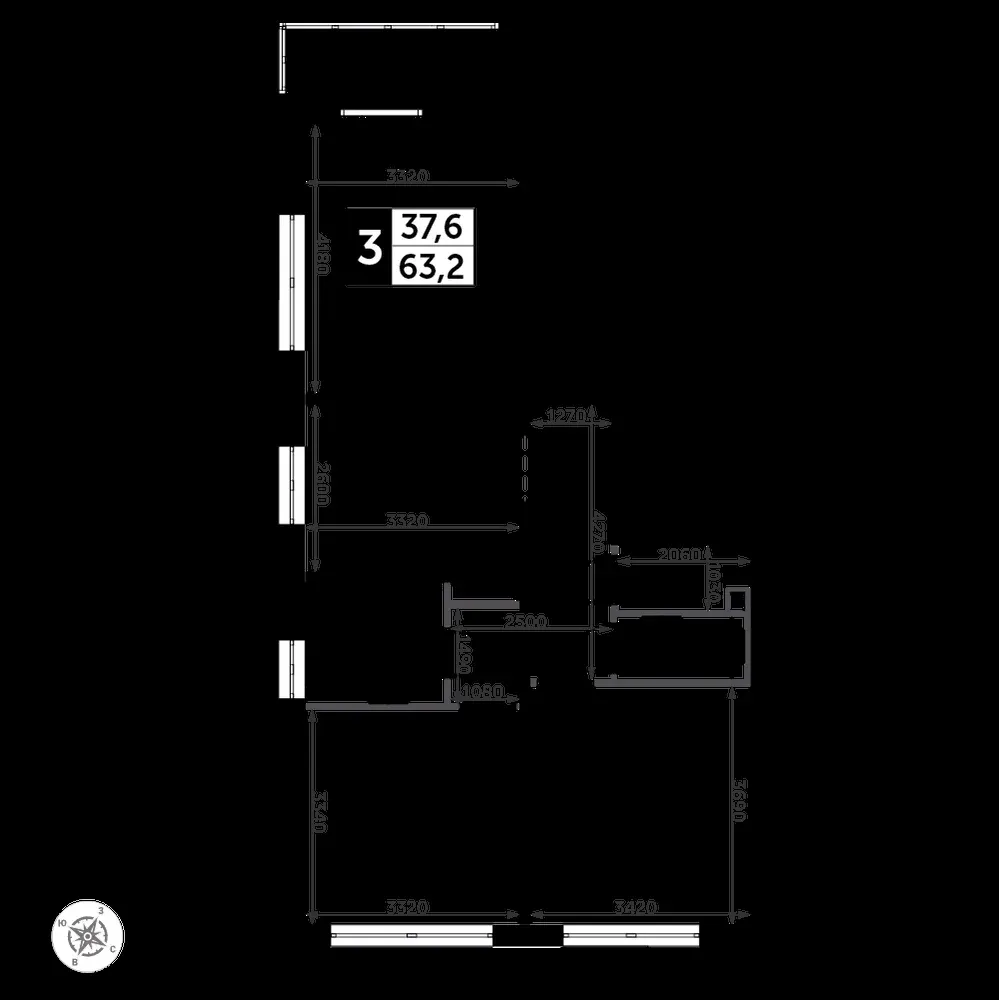 3-комнатная, 63,2 м² — 15 079 204 ₽
