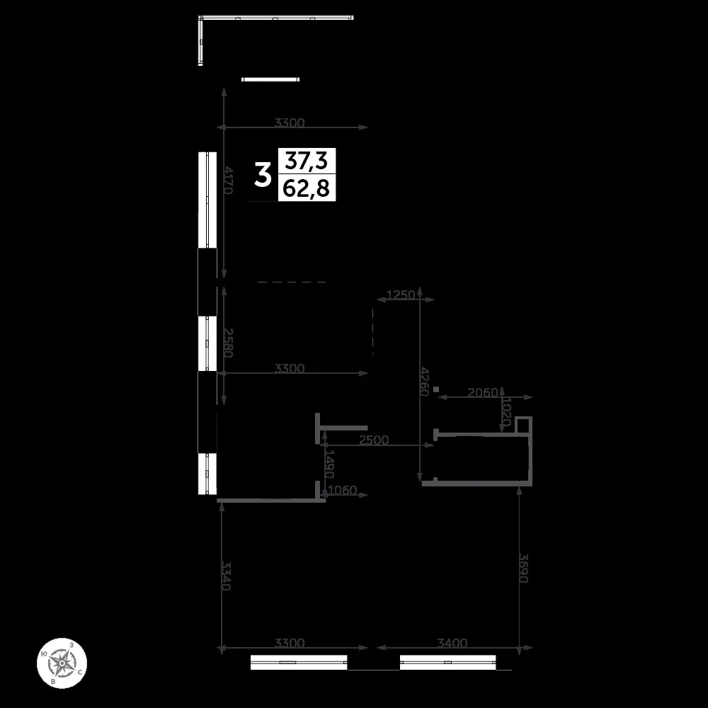 3-комнатная, 62,6 м² — 14 803 022 ₽