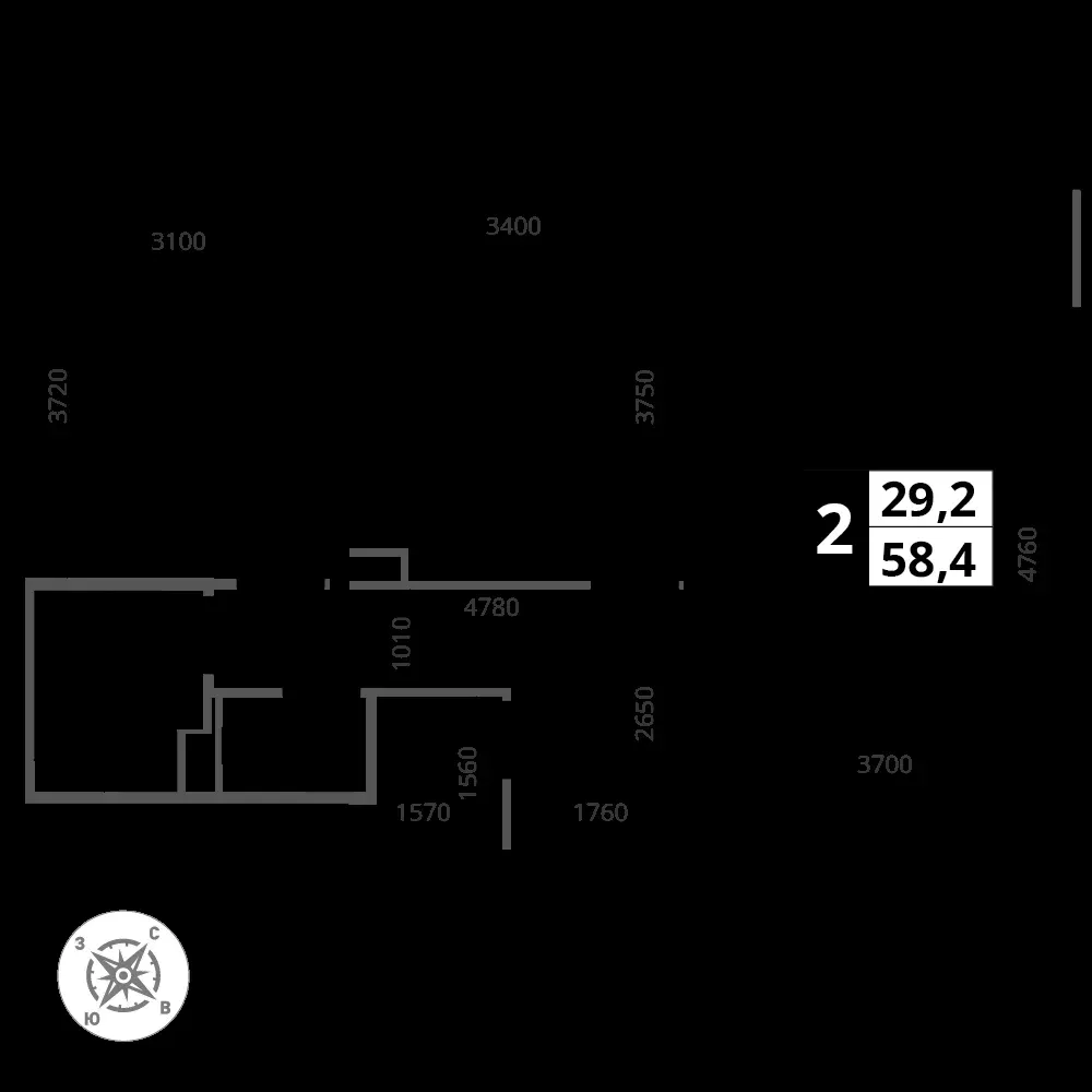 2-комнатная, 58,4 м² — 16 331 151 ₽