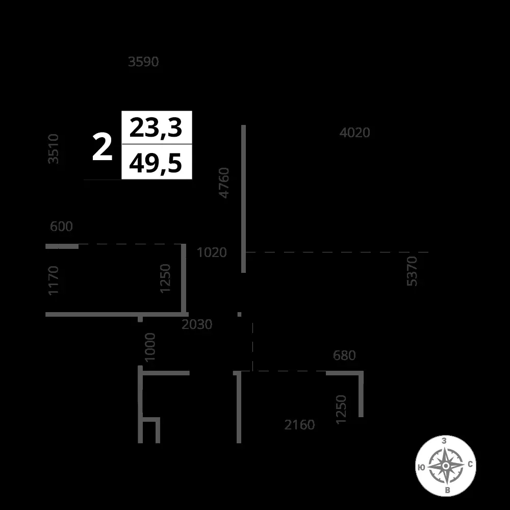 2-комнатная, 49,5 м² — 13 569 782 ₽