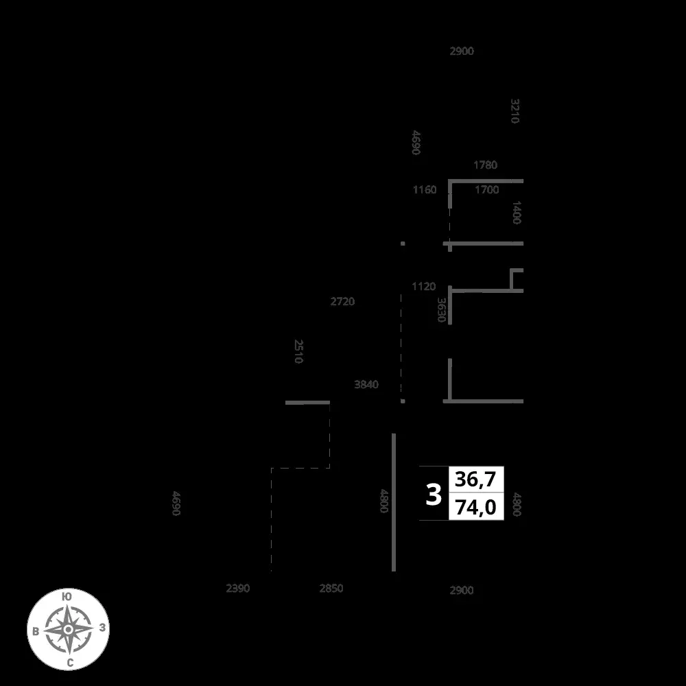 3-комнатная, 74 м² — 17 834 888 ₽
