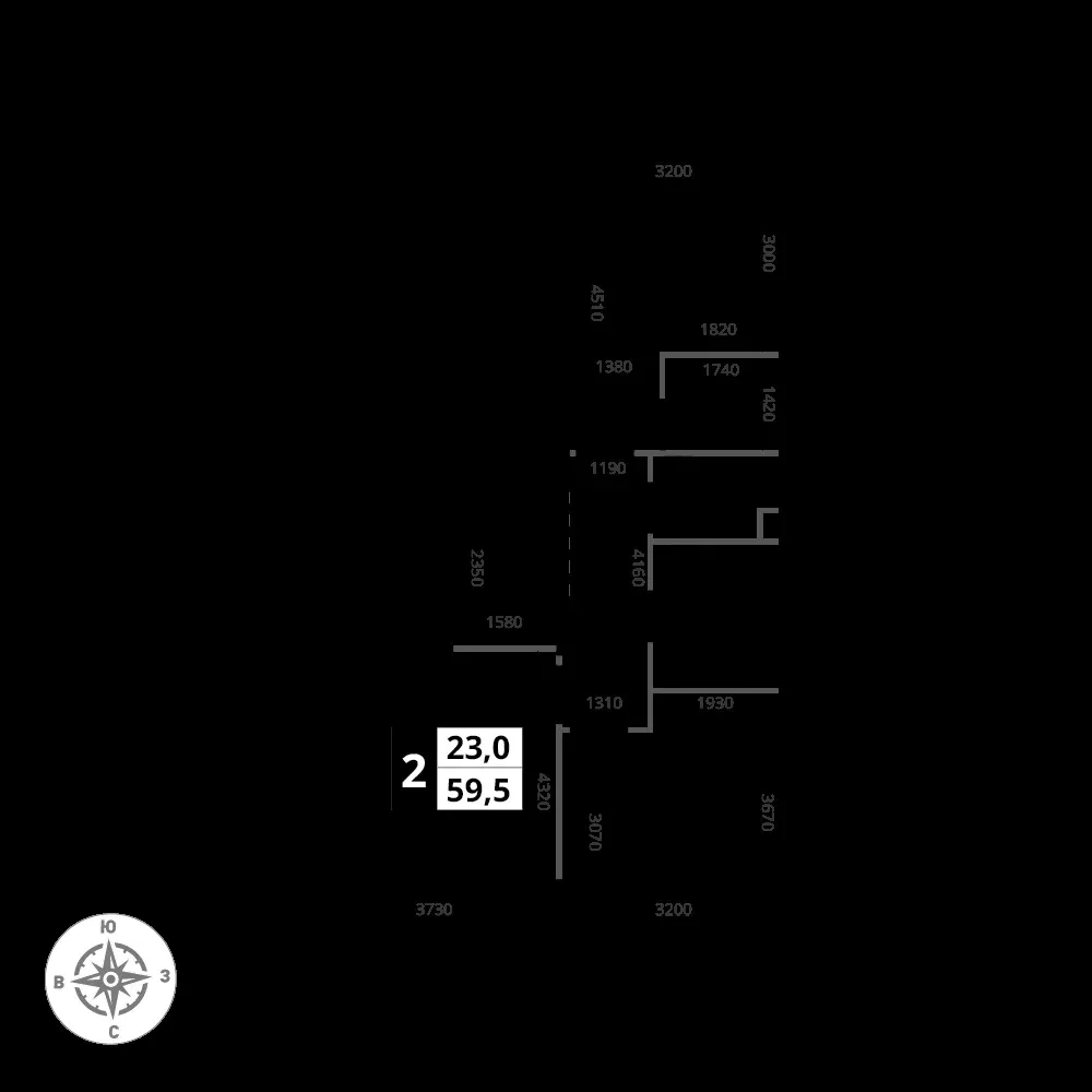 2-комнатная, 59,5 м² — 15 022 917 ₽