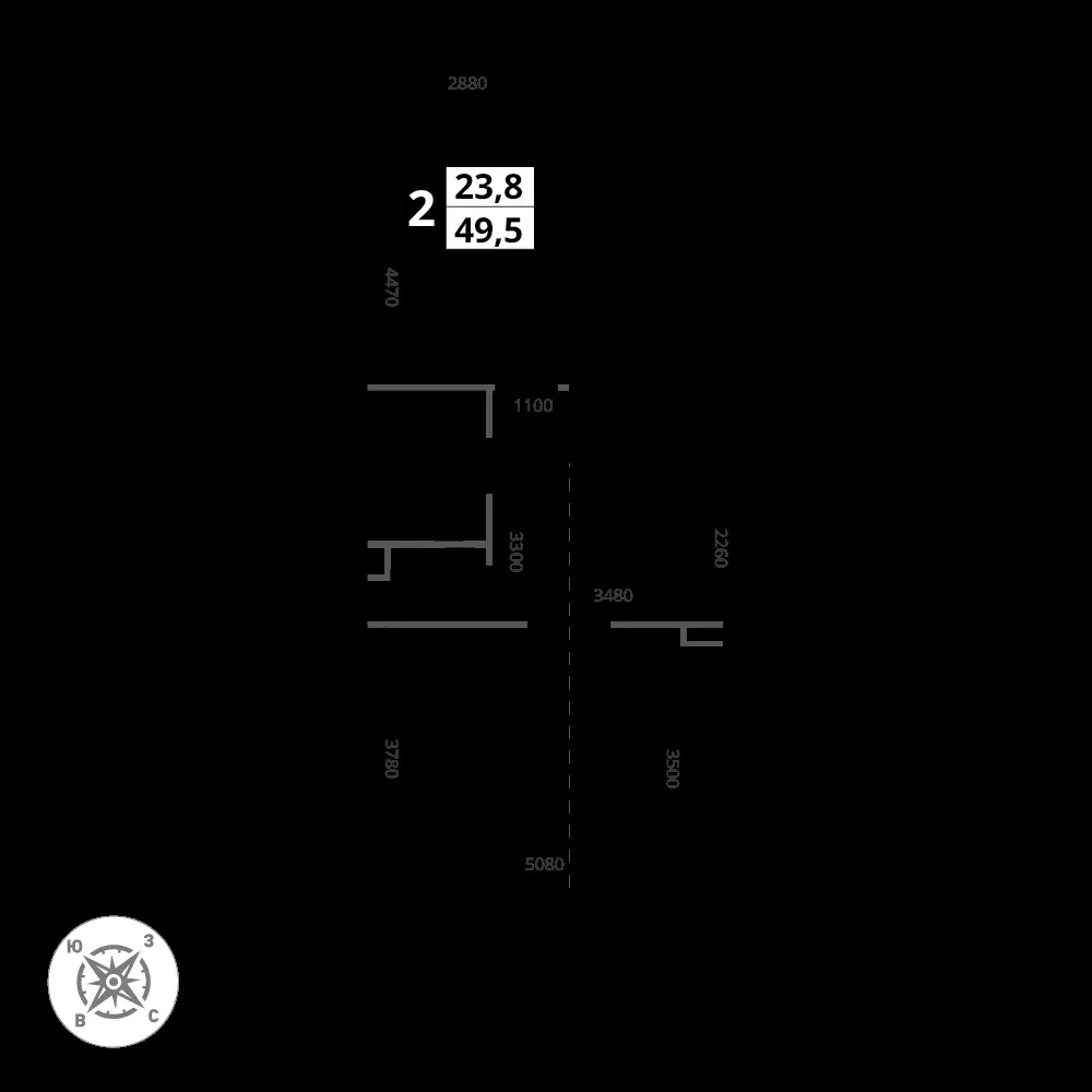 2-комнатная, 49,5 м² — 13 828 172 ₽