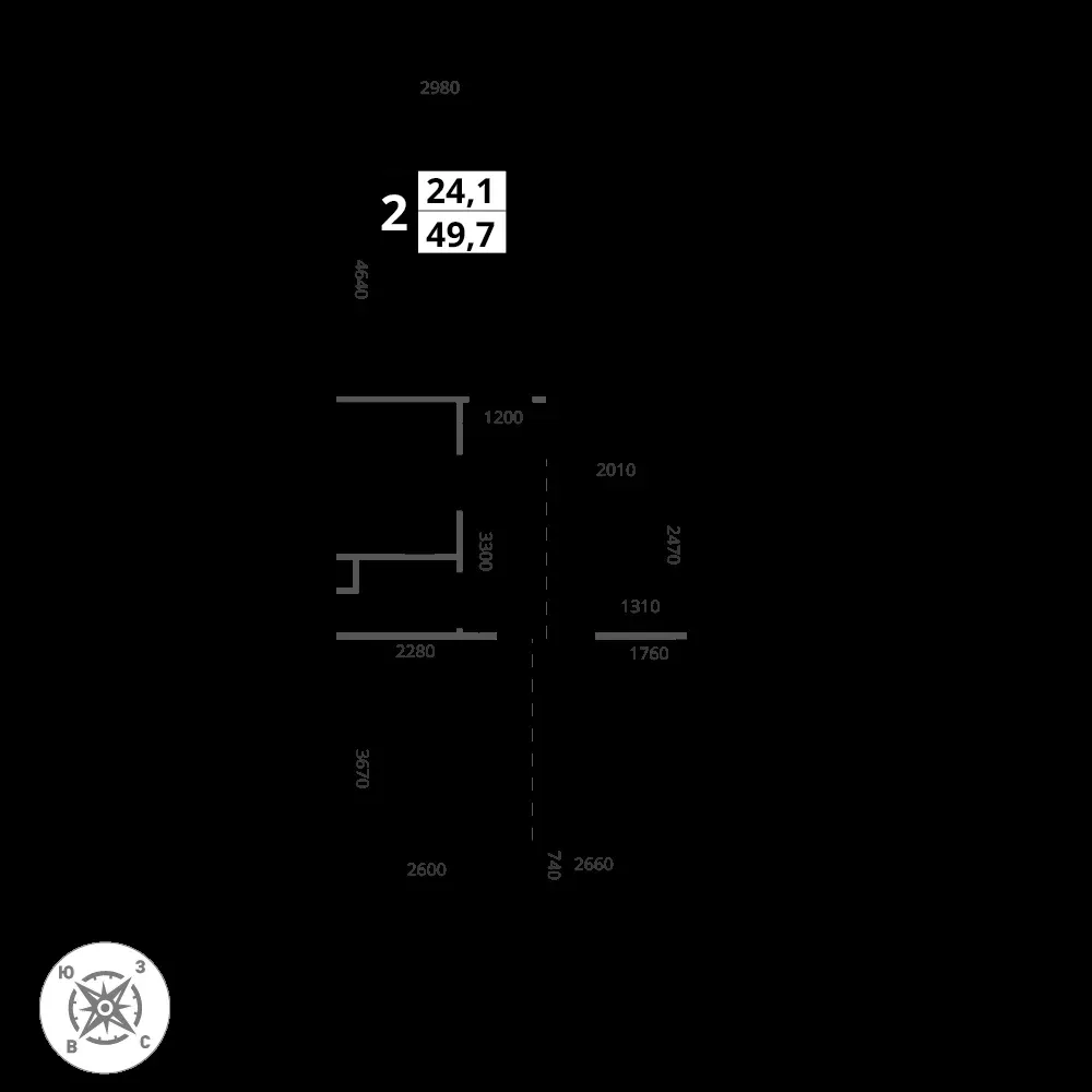 2-комнатная, 49,7 м² — 13 884 043 ₽