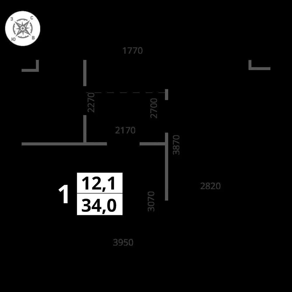 1-комнатная, 34 м² — 10 355 958 ₽