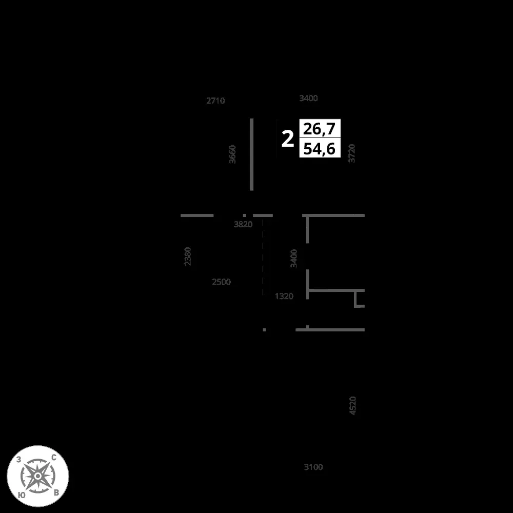 2-комнатная, 54,6 м² — 15 176 889 ₽