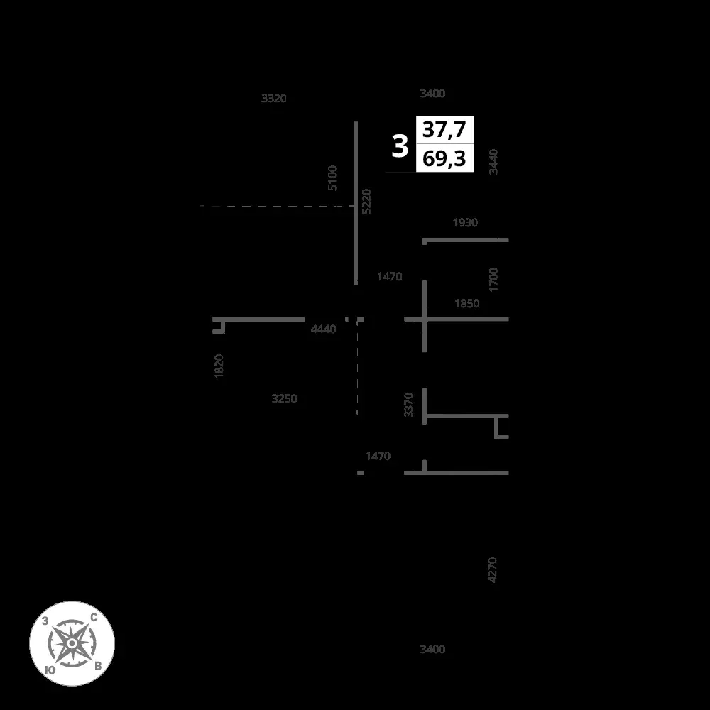 3-комнатная, 69,3 м² — 15 960 344 ₽