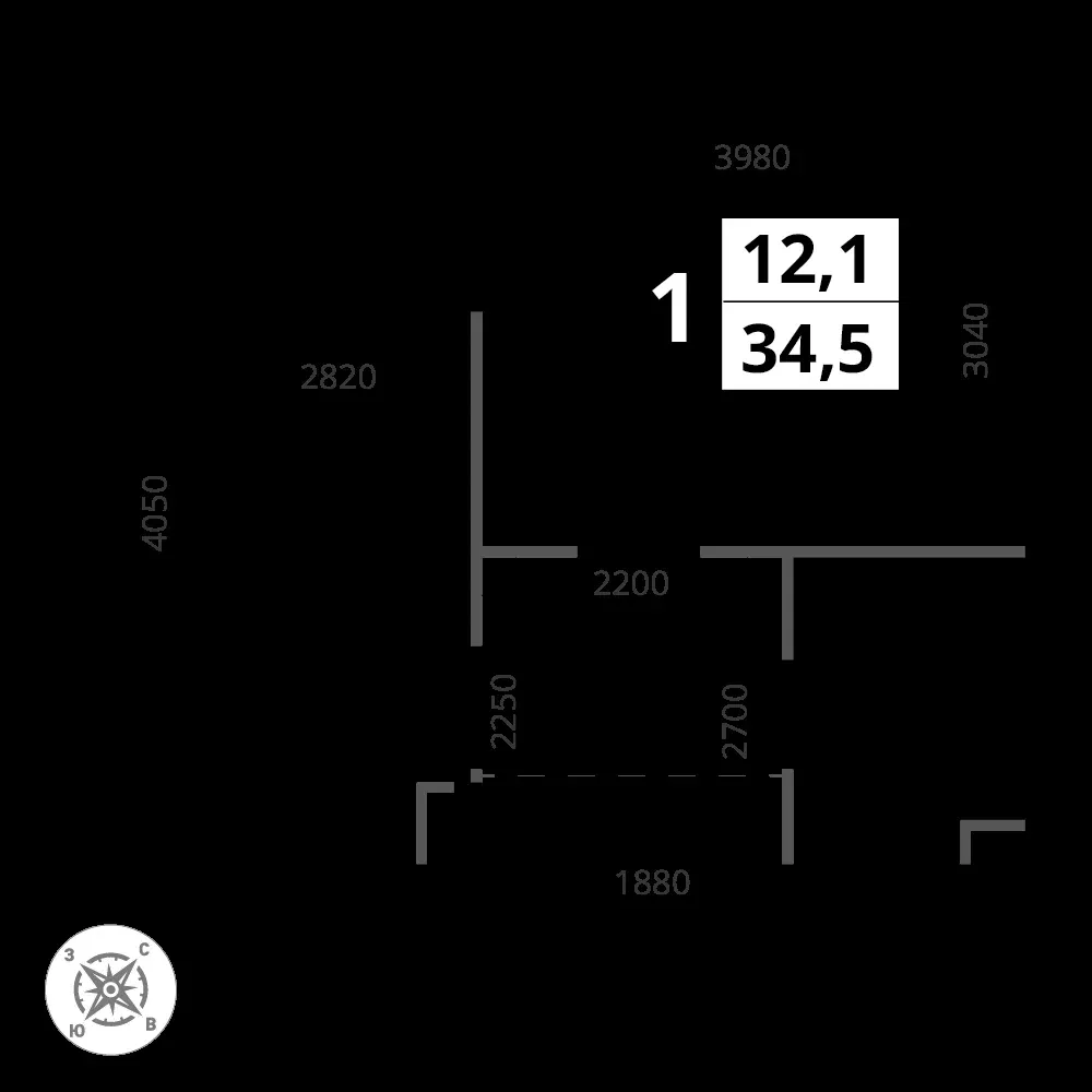 1-комнатная, 34,5 м² — 10 613 856 ₽