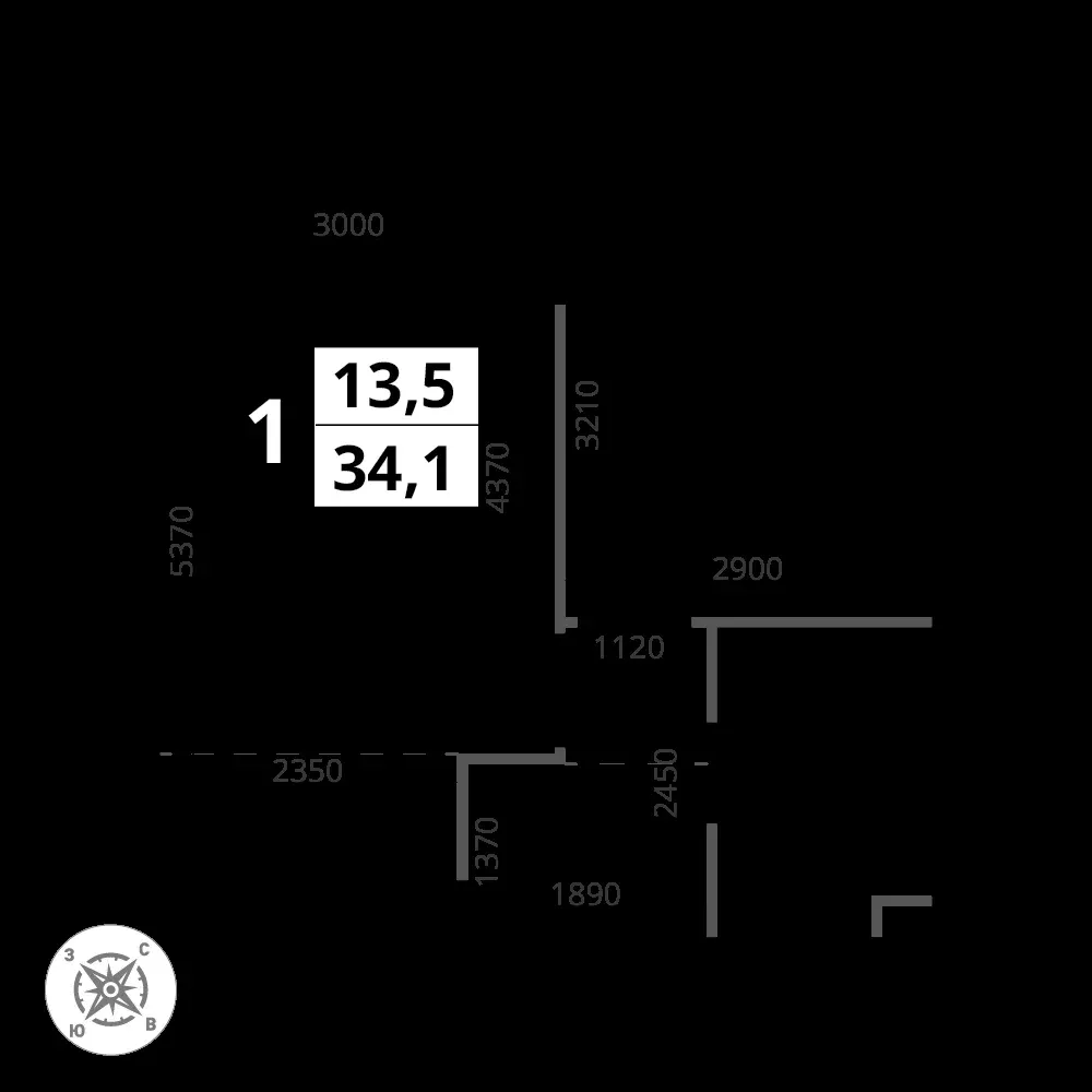 1-комнатная, 34,1 м² — 10 454 787 ₽