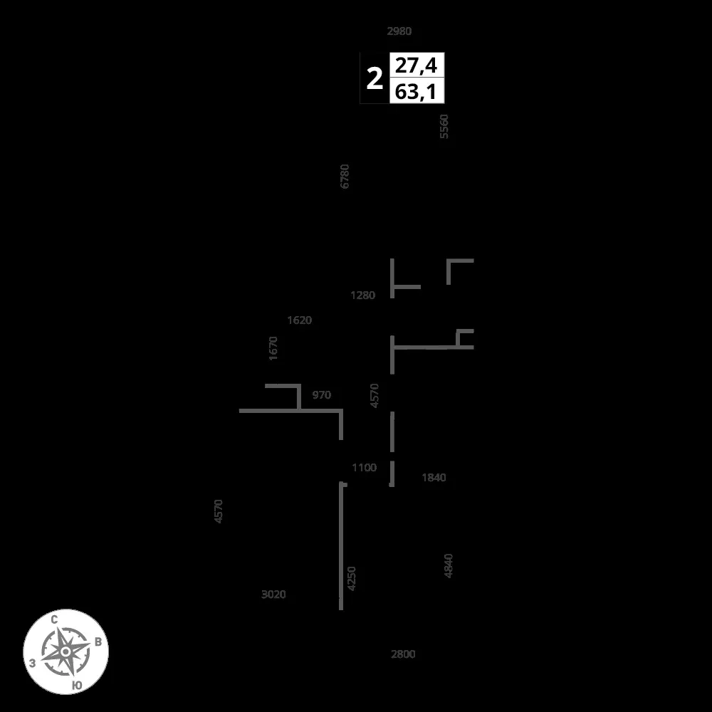 2-комнатная, 63,1 м² — 14 647 719 ₽