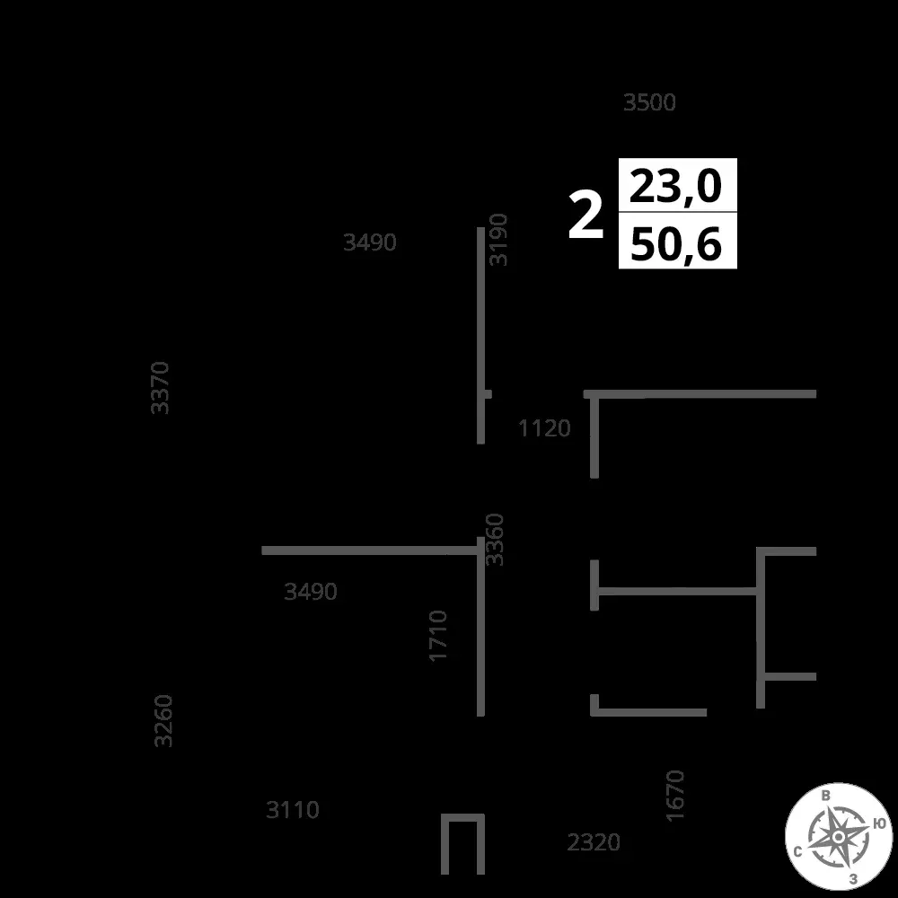 2-комнатная, 50,6 м² — 12 709 151 ₽