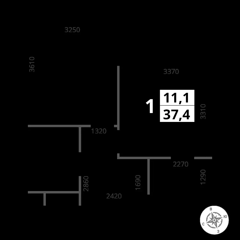 1-комнатная, 37,4 м² — 8 973 756 ₽