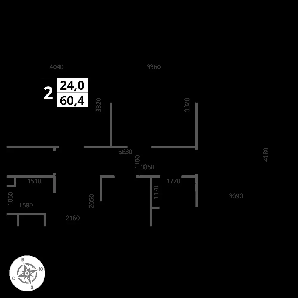 2-комнатная, 60,4 м² — 14 802 772 ₽