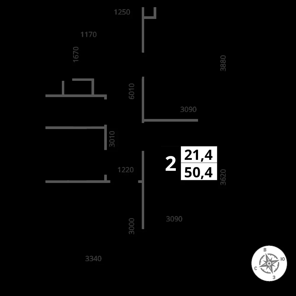 2-комнатная, 50,4 м² — 13 009 702 ₽