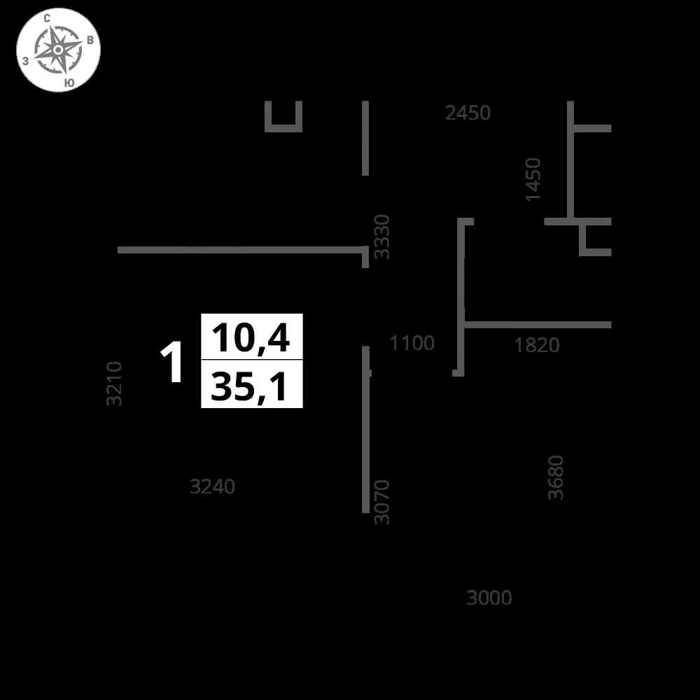 1-комнатная, 34,8 м² — 9 113 076 ₽