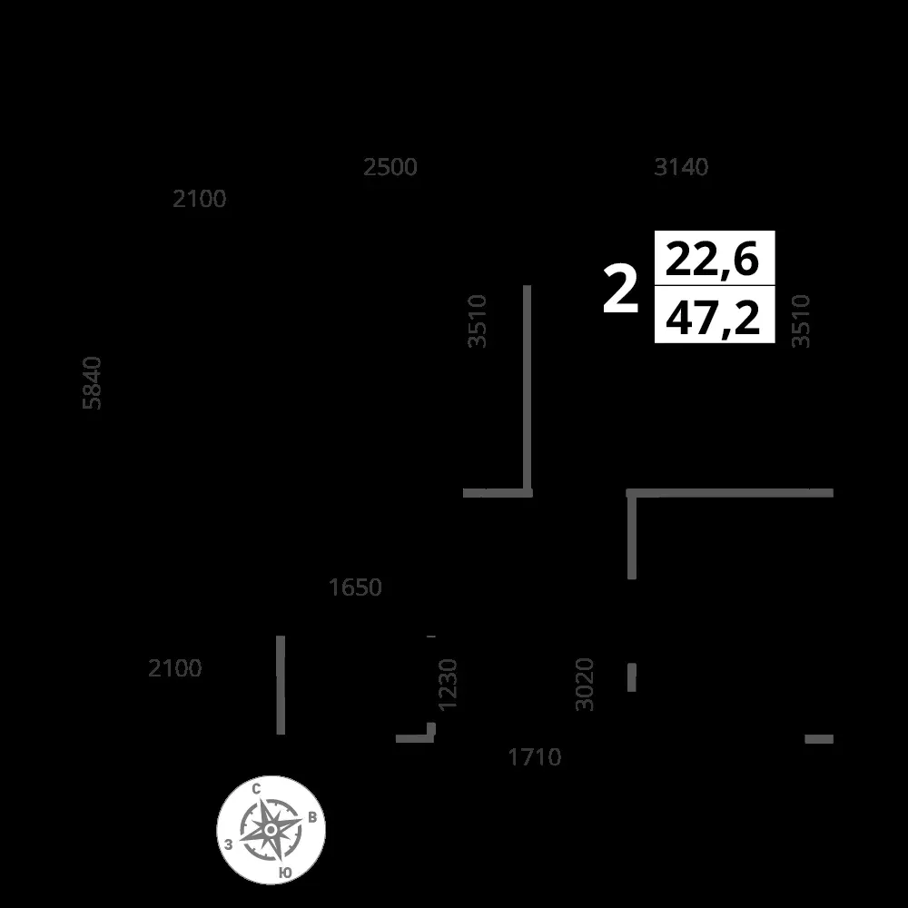 2-комнатная, 47,2 м² — 11 430 707 ₽