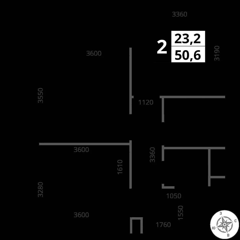2-комнатная, 50,6 м² — 13 259 426 ₽