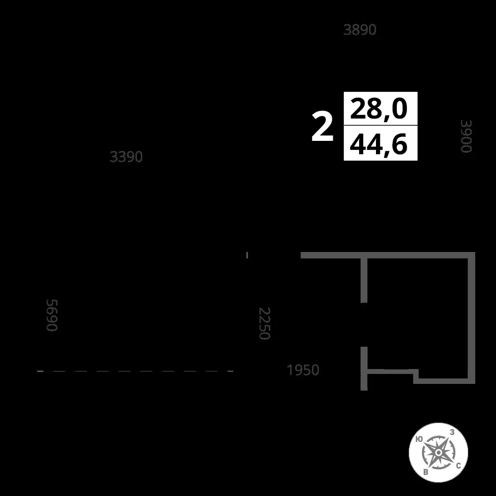 2-комнатная, 44,4 м² — 11 613 220 ₽