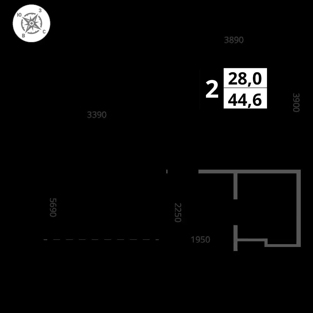 2-комнатная, 44,4 м² — 11 755 832 ₽