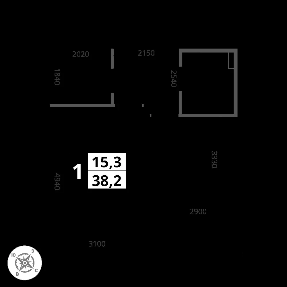 1-комнатная, 38,2 м² — 10 521 350 ₽
