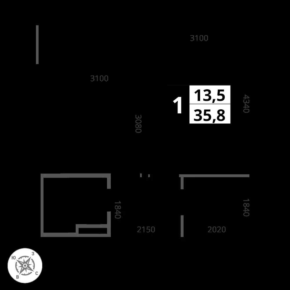 1-комнатная, 35,8 м² — 9 452 346 ₽