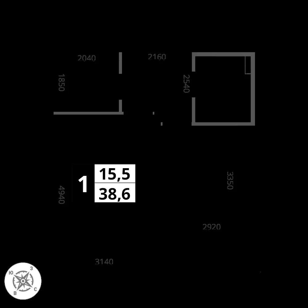 1-комнатная, 38,6 м² — 10 631 521 ₽