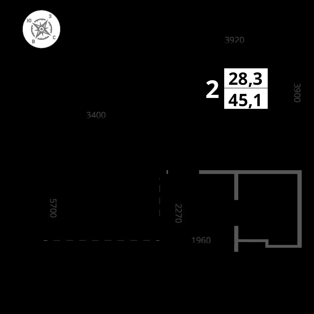 2-комнатная, 45 м² — 12 065 805 ₽