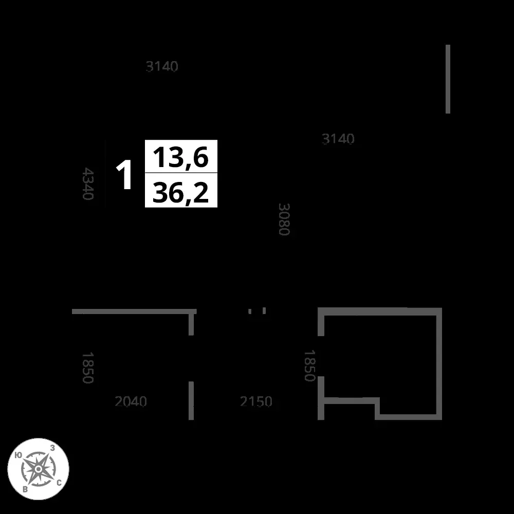 1-комнатная, 36,2 м² — 9 584 746 ₽