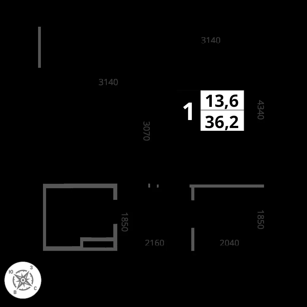 1-комнатная, 36,2 м² — 9 691 898 ₽