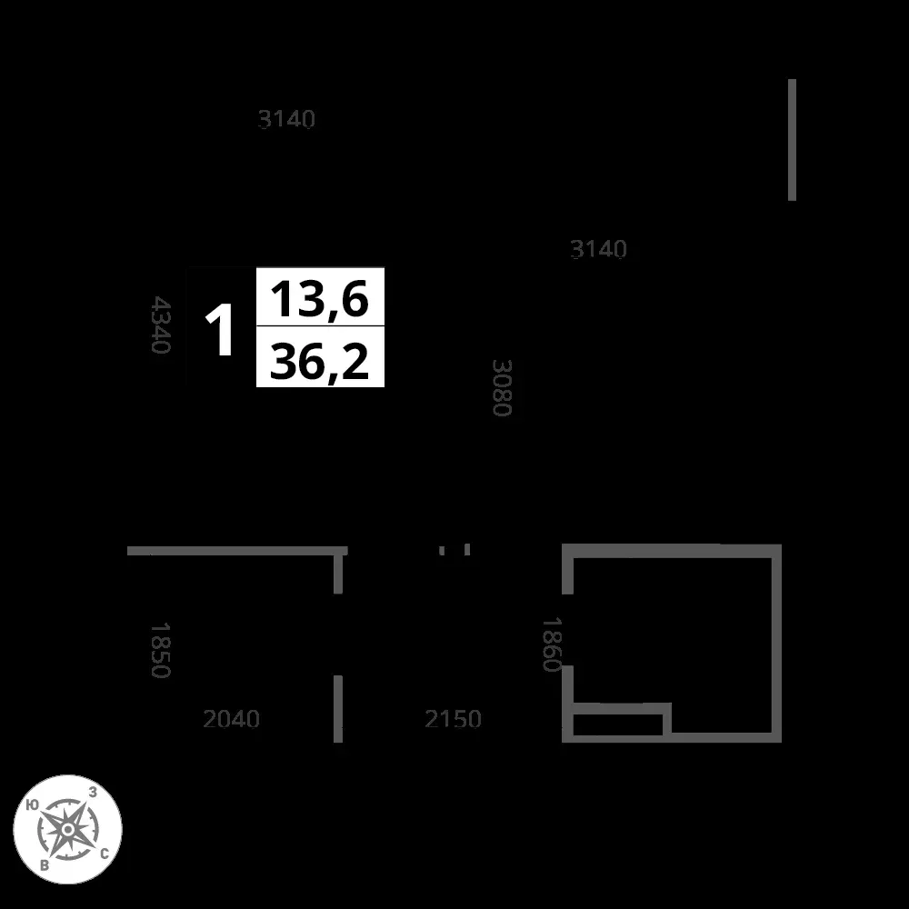1-комнатная, 36,2 м² — 9 705 292 ₽