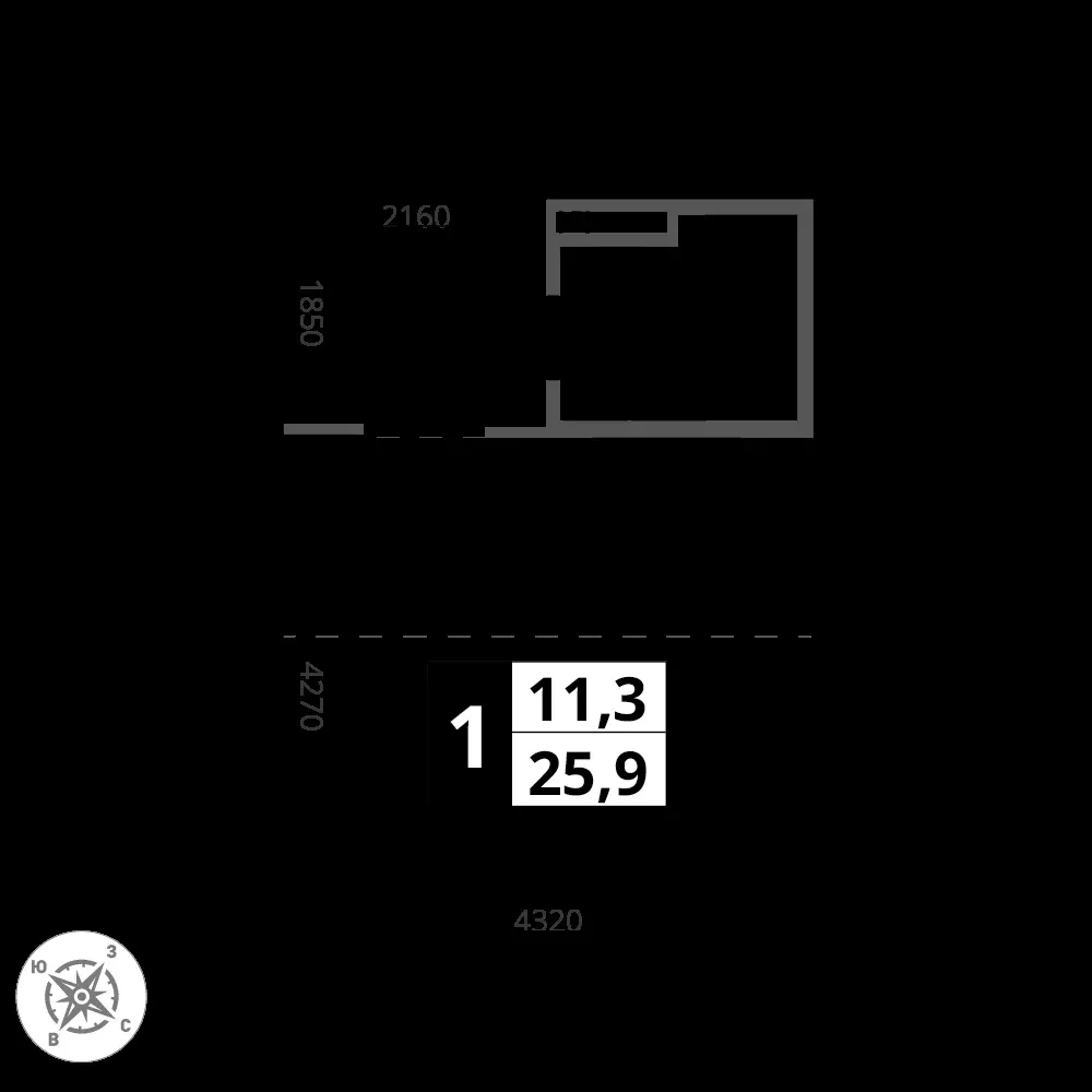 Студия, 25,9 м² — 8 160 883 ₽