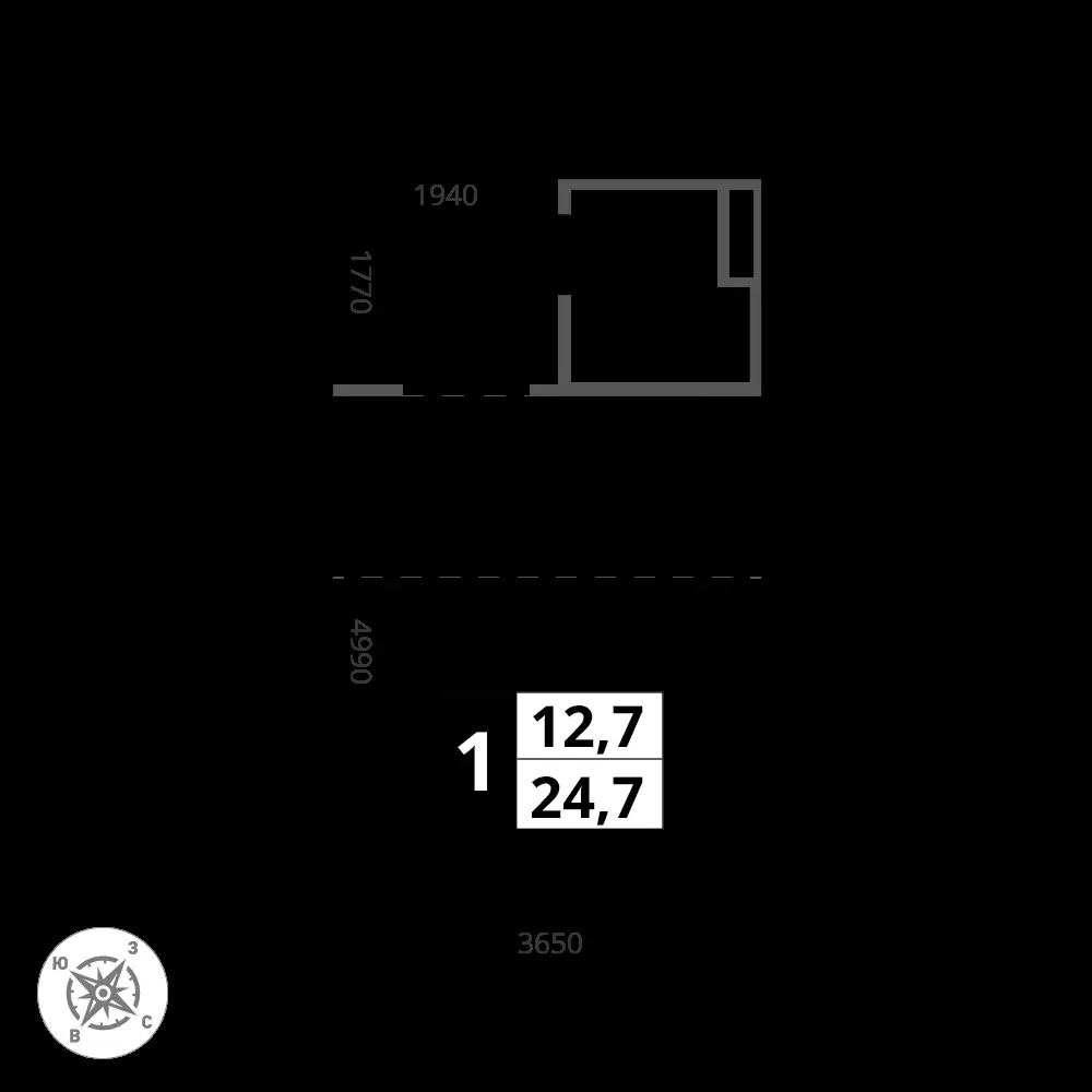 Студия, 24,7 м² — 7 095 520 ₽