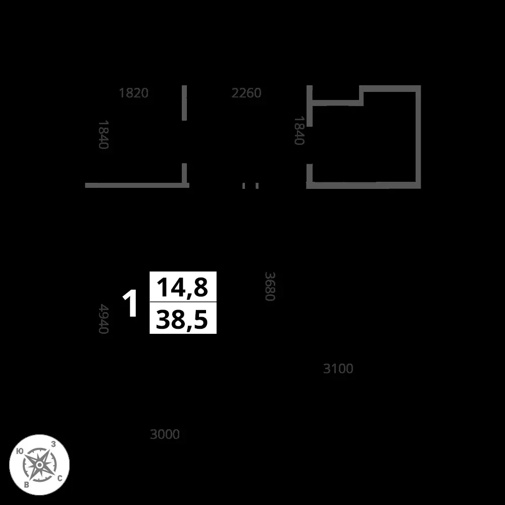 1-комнатная, 38,6 м² — 10 311 604 ₽