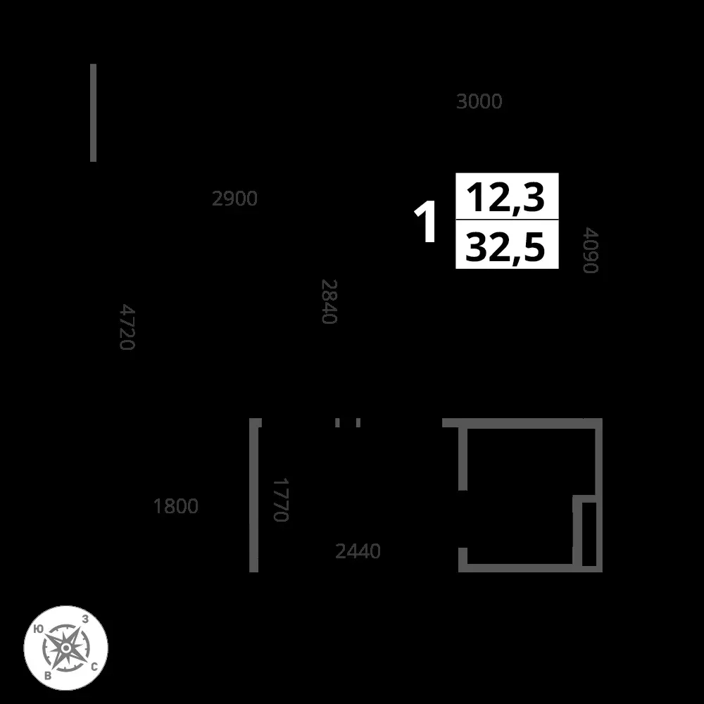 1-комнатная, 32,5 м² — 8 744 580 ₽