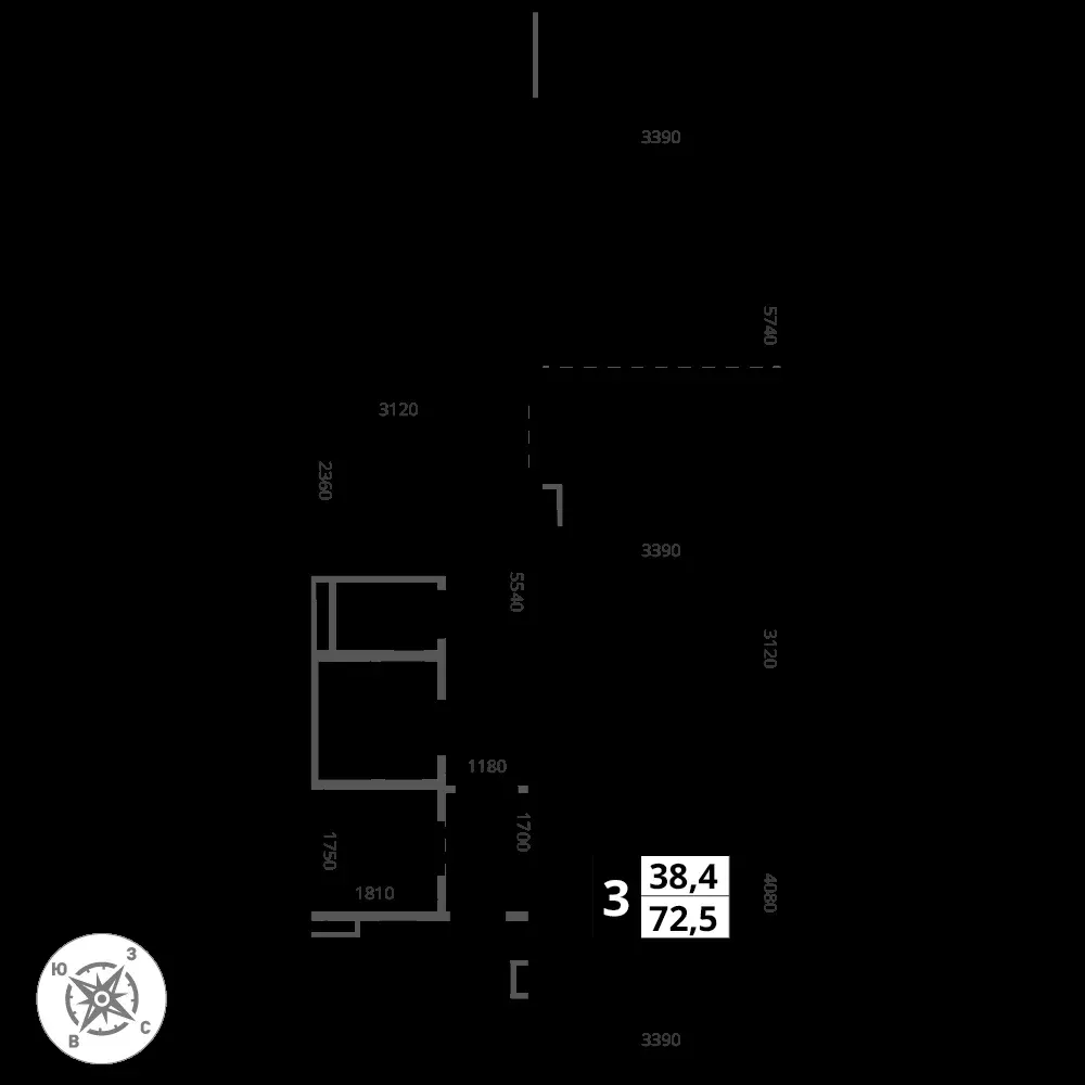 3-комнатная, 72,5 м² — 15 201 148 ₽