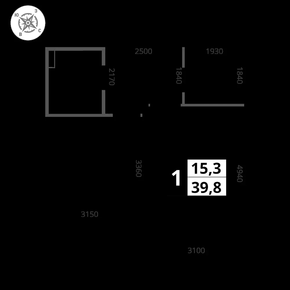 1-комнатная, 39,9 м² — 9 973 883 ₽