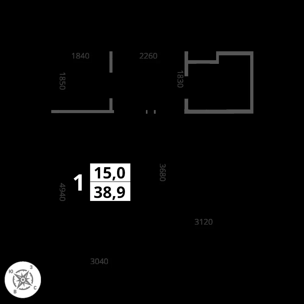 1-комнатная, 39 м² — 10 424 232 ₽