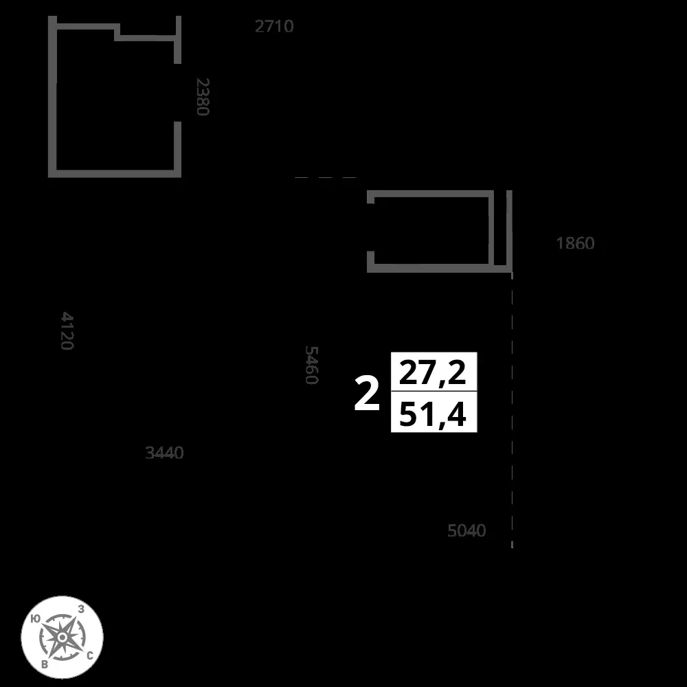 2-комнатная, 51,4 м² — 12 543 605 ₽