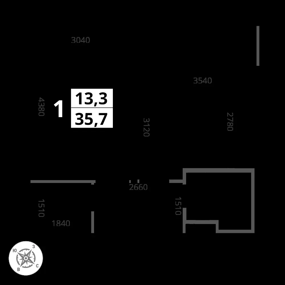 1-комнатная, 35,7 м² — 9 283 285 ₽