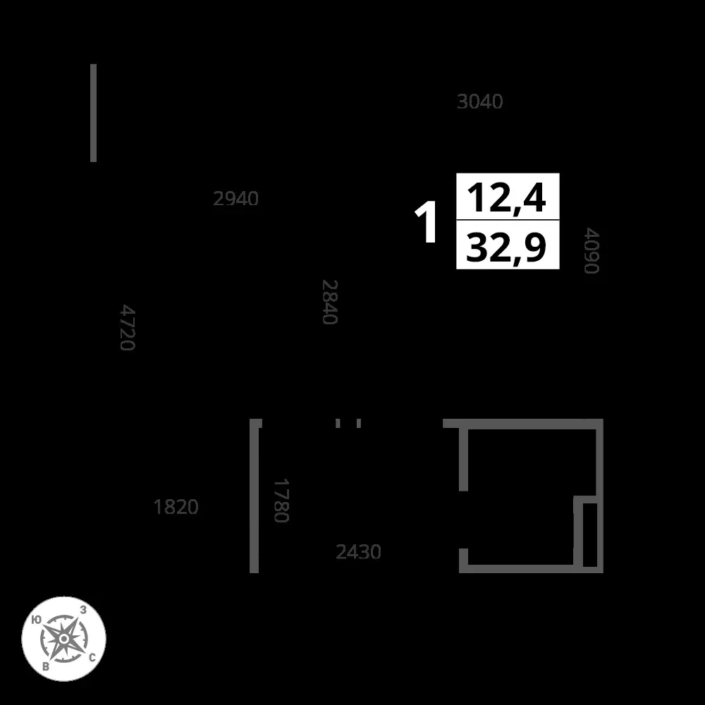 1-комнатная, 32,9 м² — 8 986 109 ₽