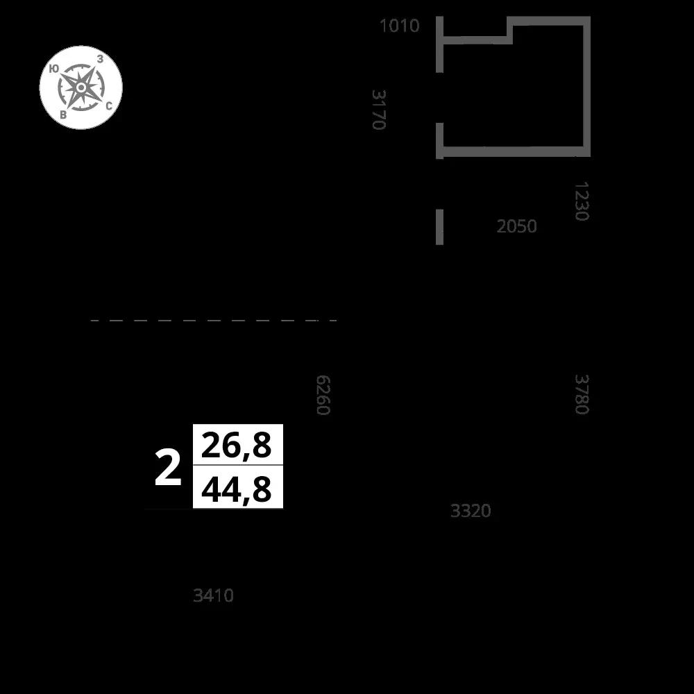 2-комнатная, 44,8 м² — 12 113 562 ₽