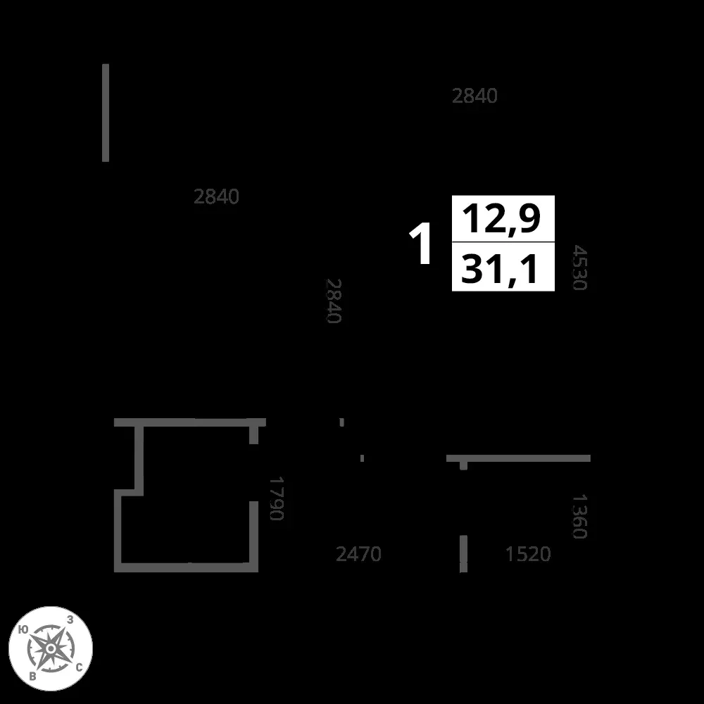1-комнатная, 31,1 м² — 8 186 080 ₽