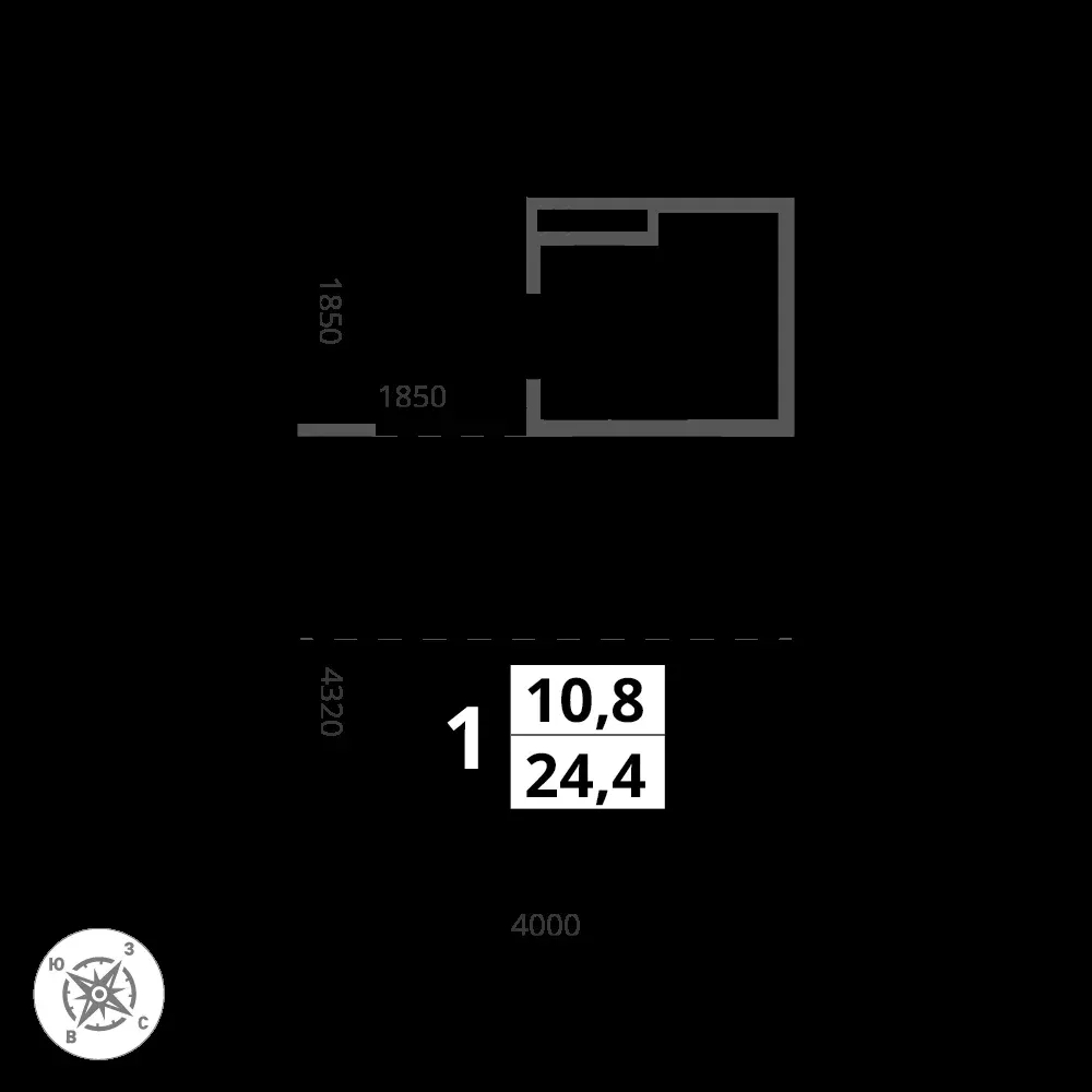 Студия, 24,4 м² — 6 455 020 ₽