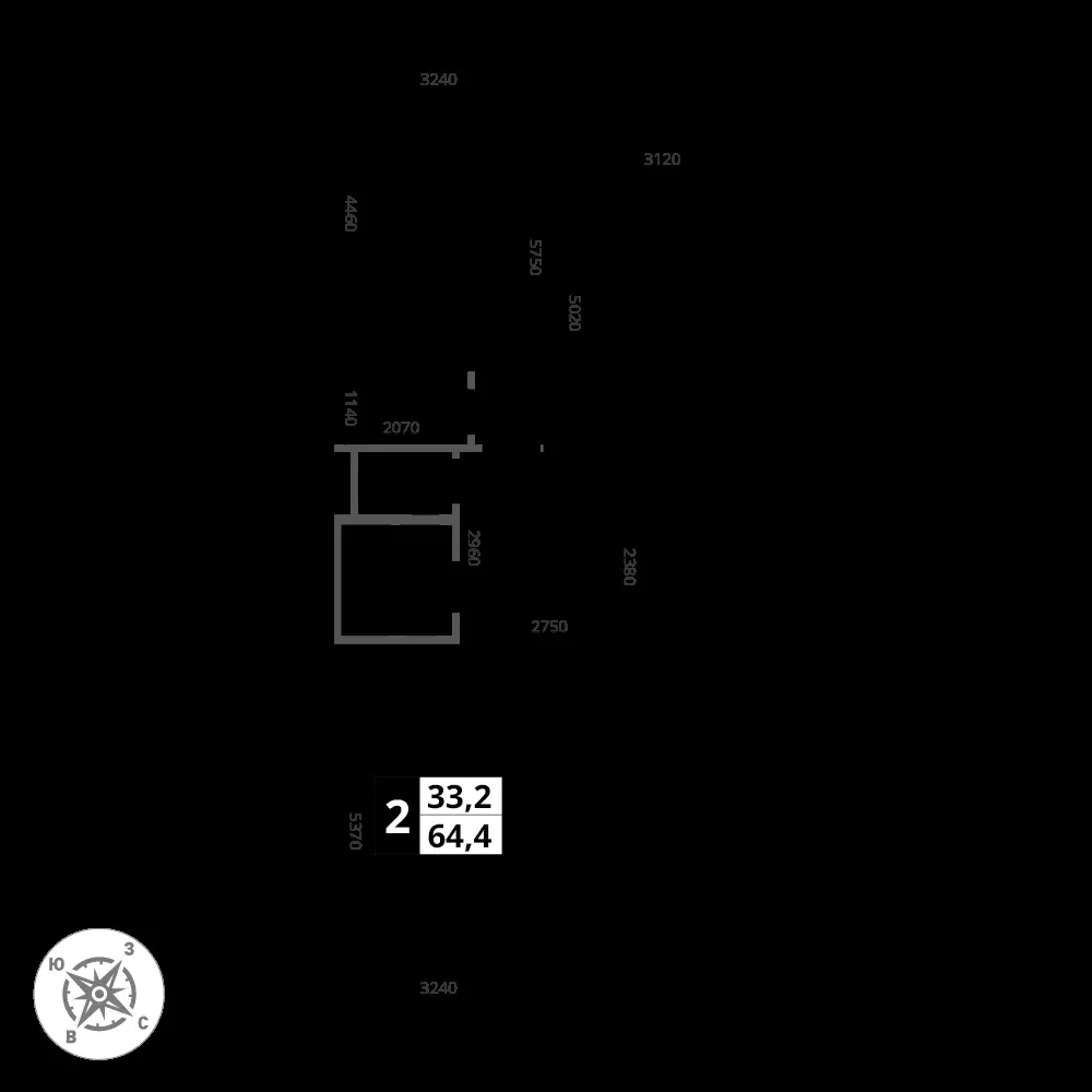 2-комнатная, 64,4 м² — 13 934 357 ₽