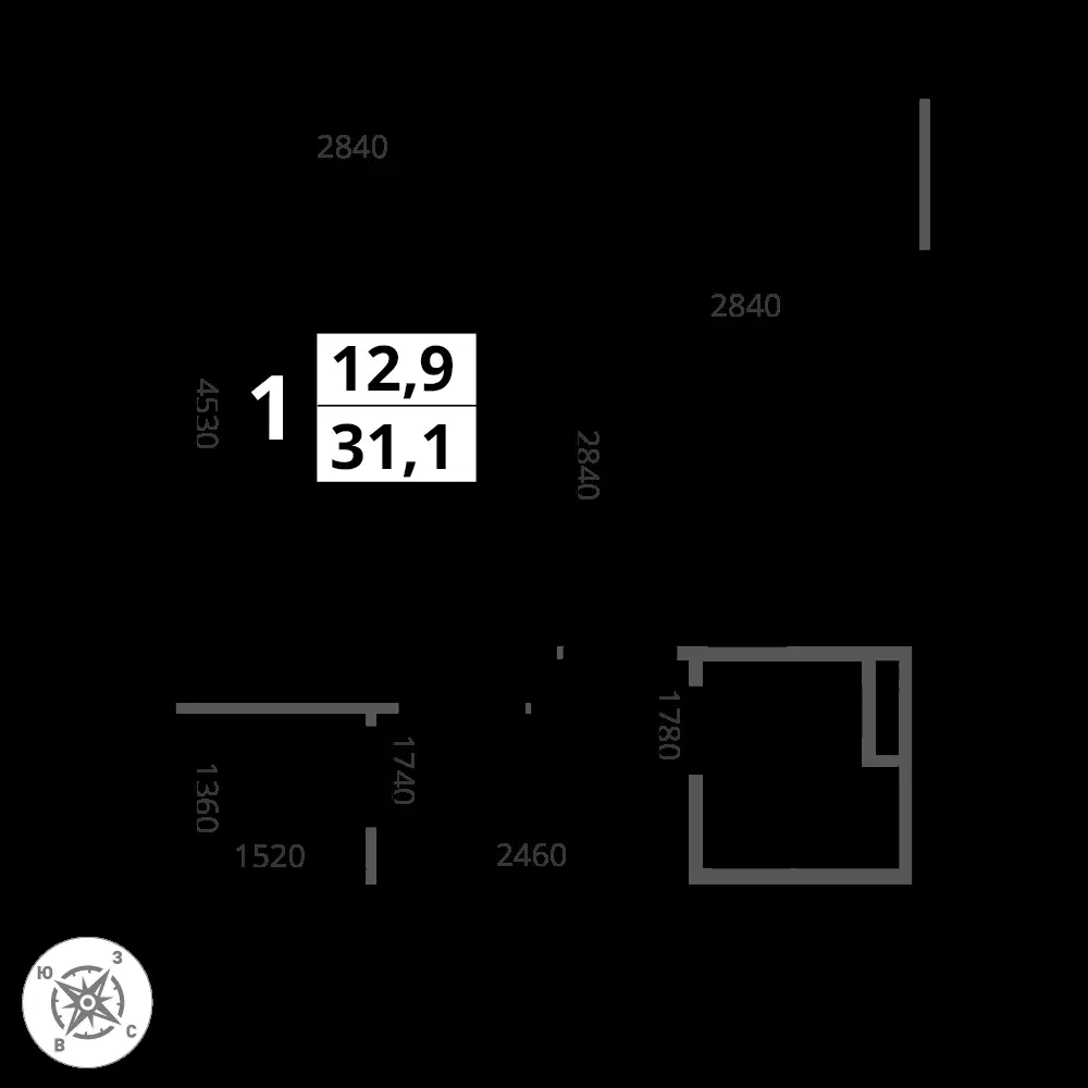 1-комнатная, 31,1 м² — 8 289 643 ₽