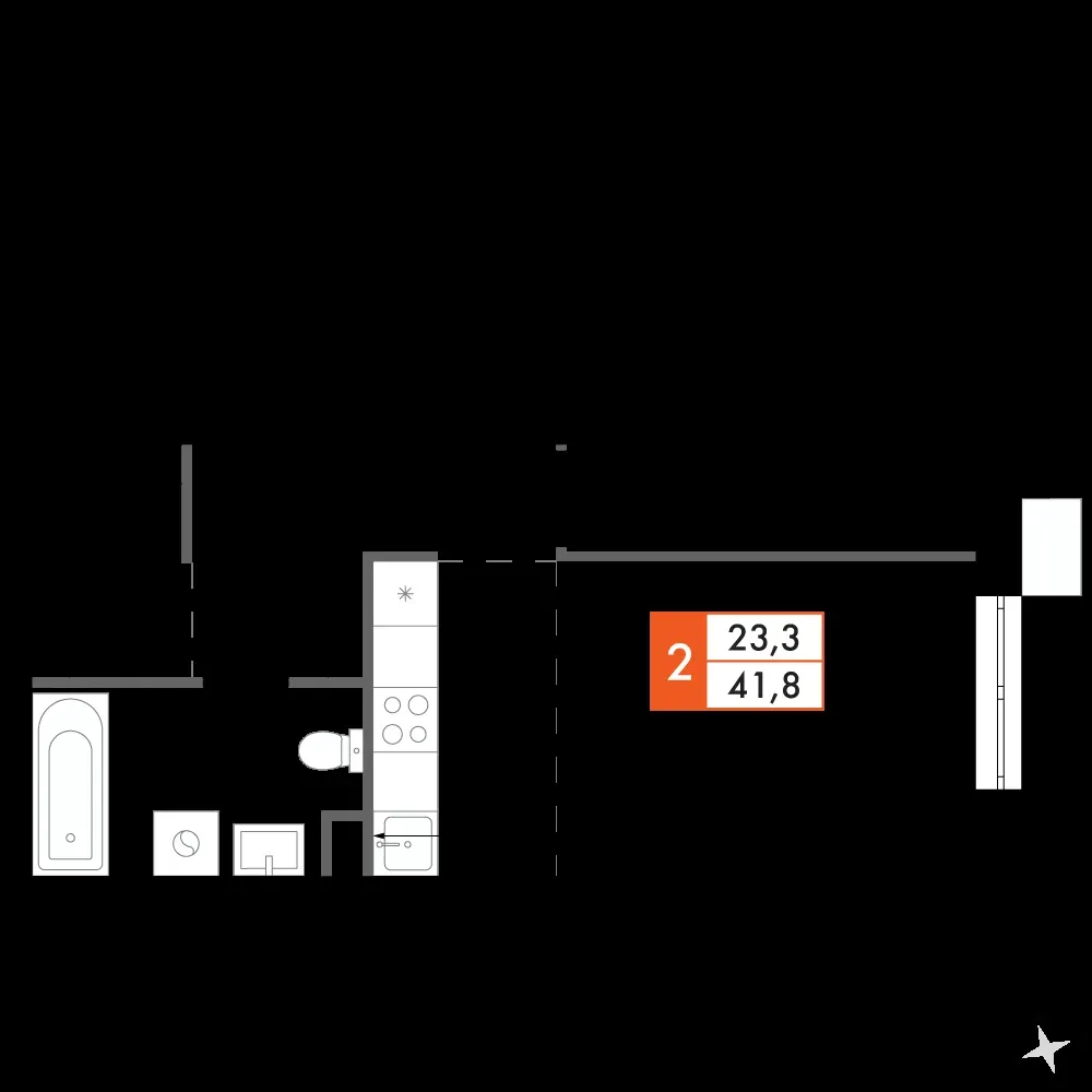 2-комнатная, 41,6 м² — 9 655 819 ₽