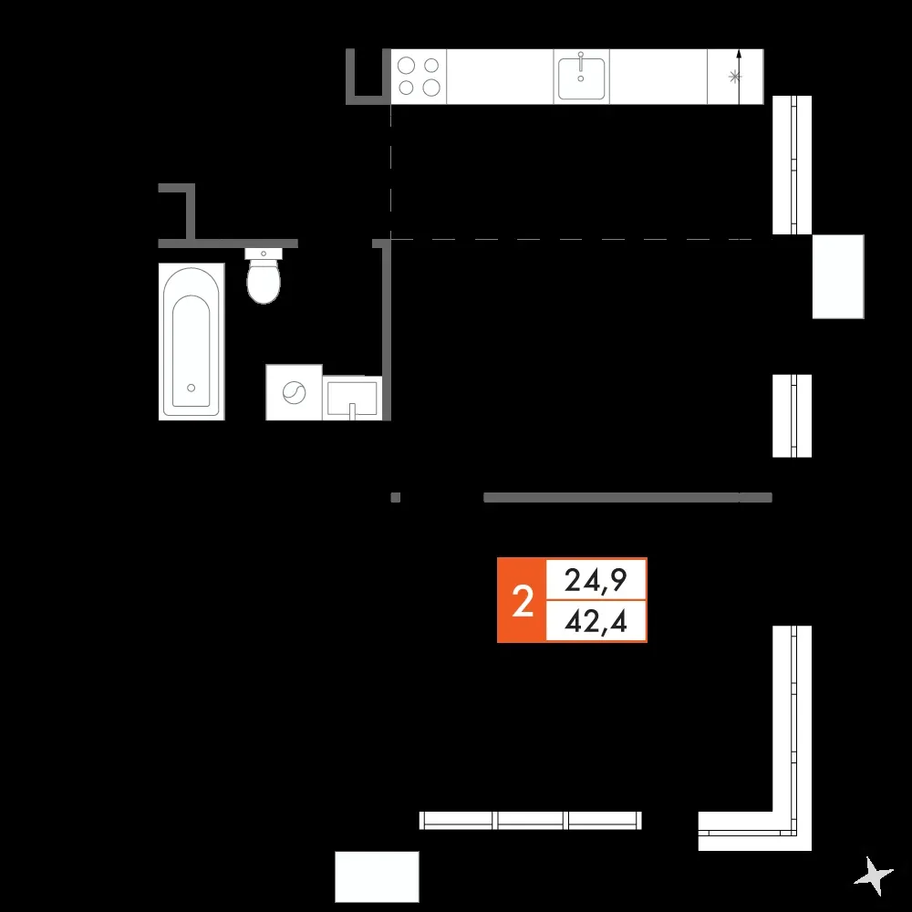 2-комнатная, 42,3 м² — 10 423 359 ₽