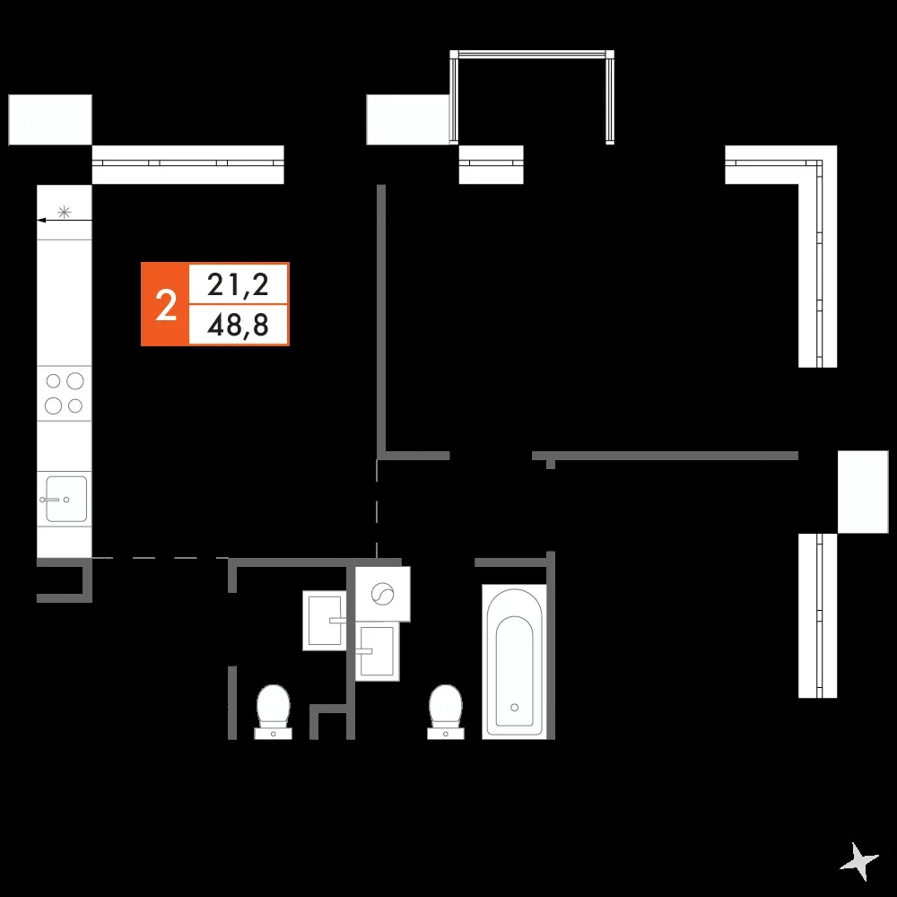 2-комнатная, 48,1 м² — 11 072 999 ₽